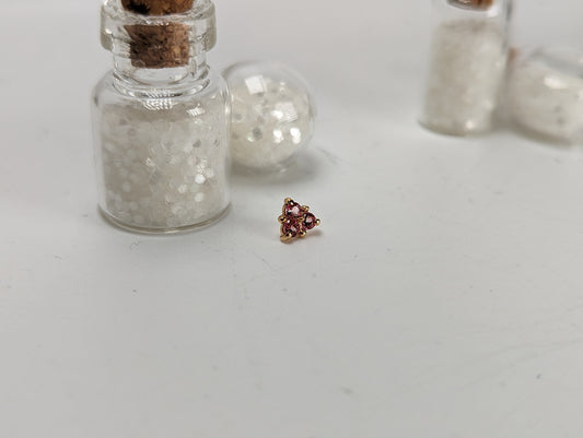 Gemmed Triplet Pink Topaz Rose Gold Threaded