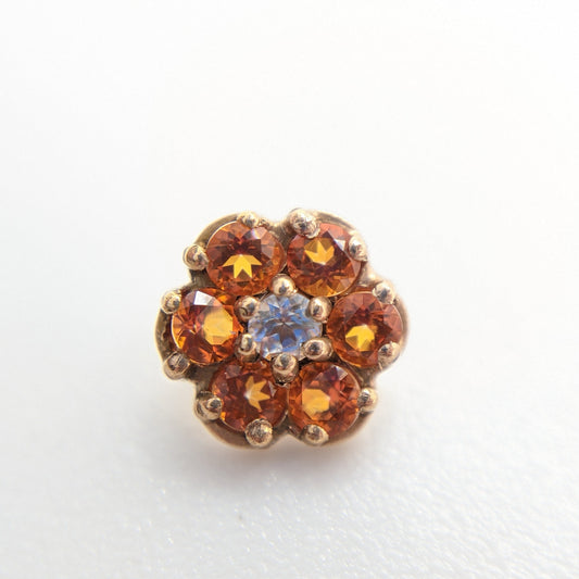 Eris - Threaded End, Rose Gold with Poppy Topaz & White Topaz