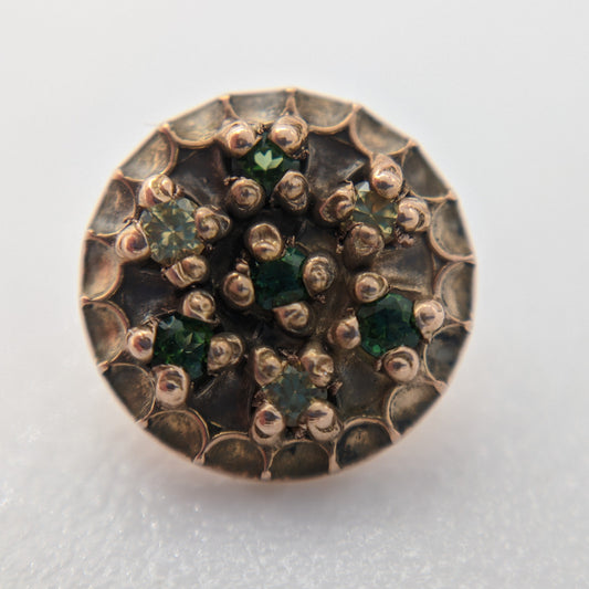 Round Meteor - Threaded End, Rose Gold with Rainforest Topaz & Yellow Sapphire