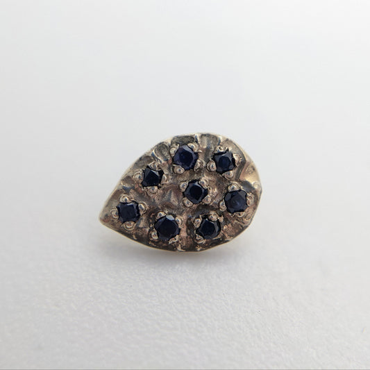 Pear Meteor - Threaded End, White Gold with Blue Sapphire
