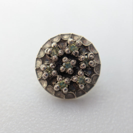 Round Meteor - Threaded End, White Gold with Yellow Sapphire