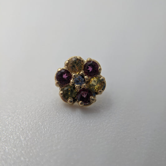 Eris - Threaded End, Yellow Gold with Blazing Red Topaz, Yellow Sapphire, & White Topaz
