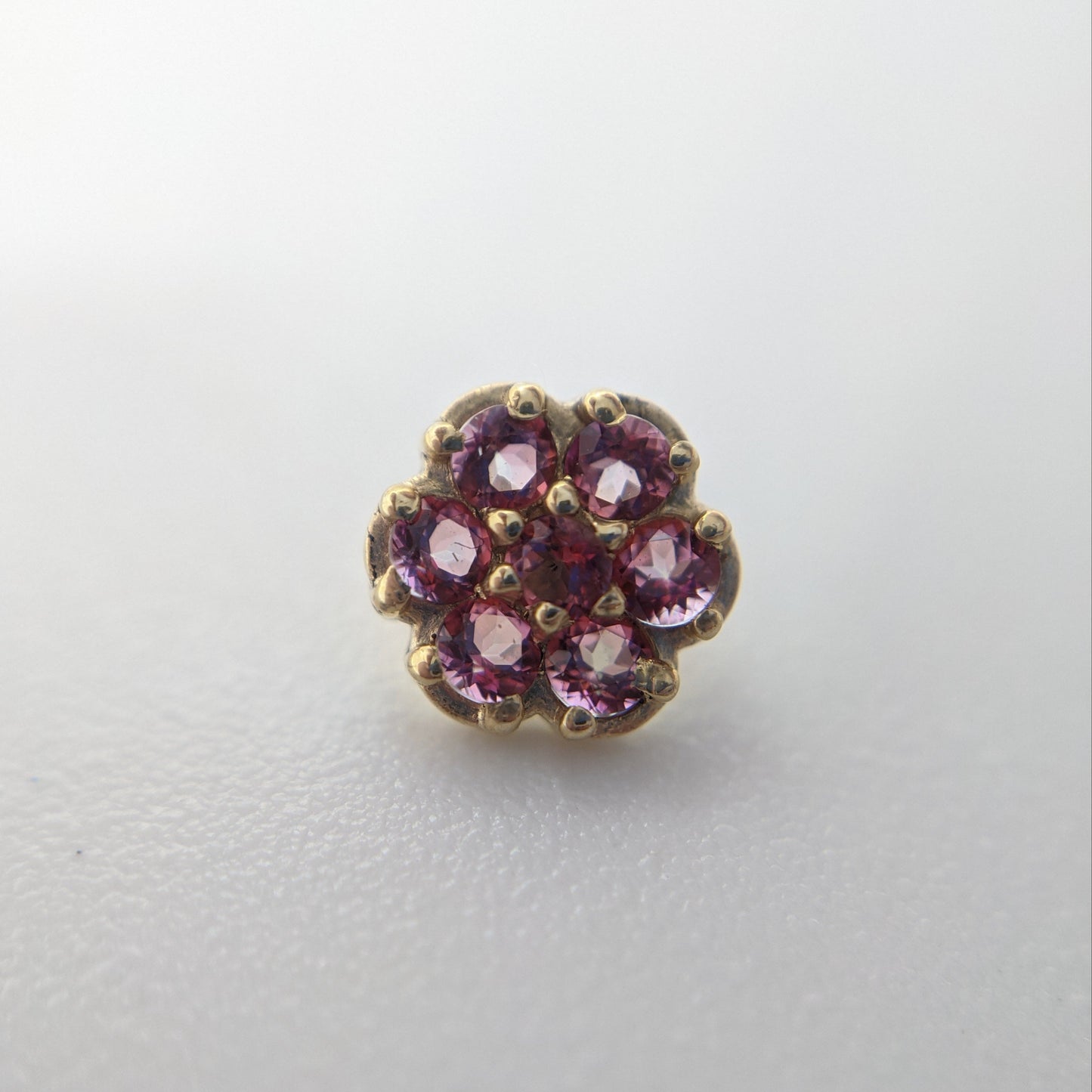 Eris - Threaded End, Yellow Gold with Pink Topaz