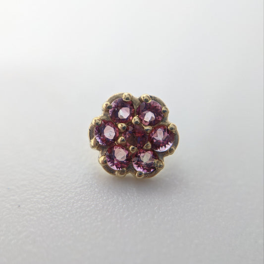 Eris - Threaded End, Yellow Gold with Pink Topaz