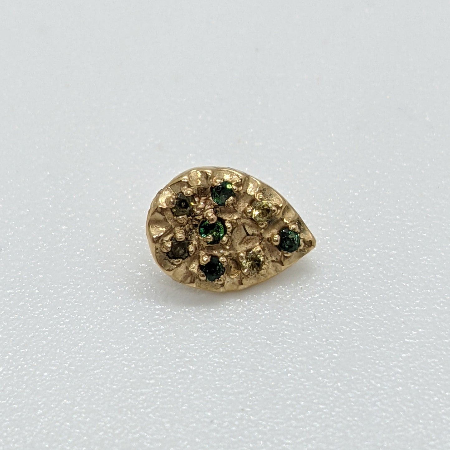 Pear Meteor - Threaded End,Yellow Gold with Rainforest Topaz and Peridot