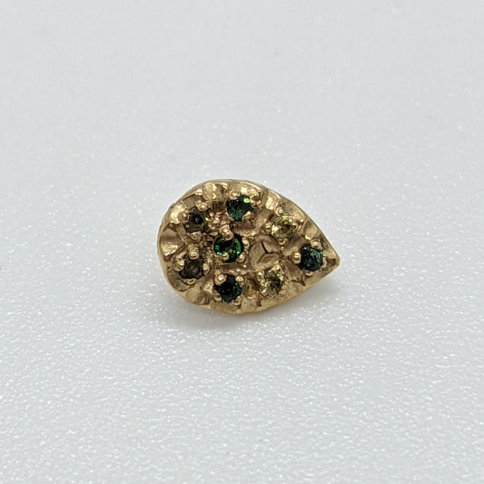 Pear Meteor - Threaded End,Yellow Gold with Rainforest Topaz and Peridot