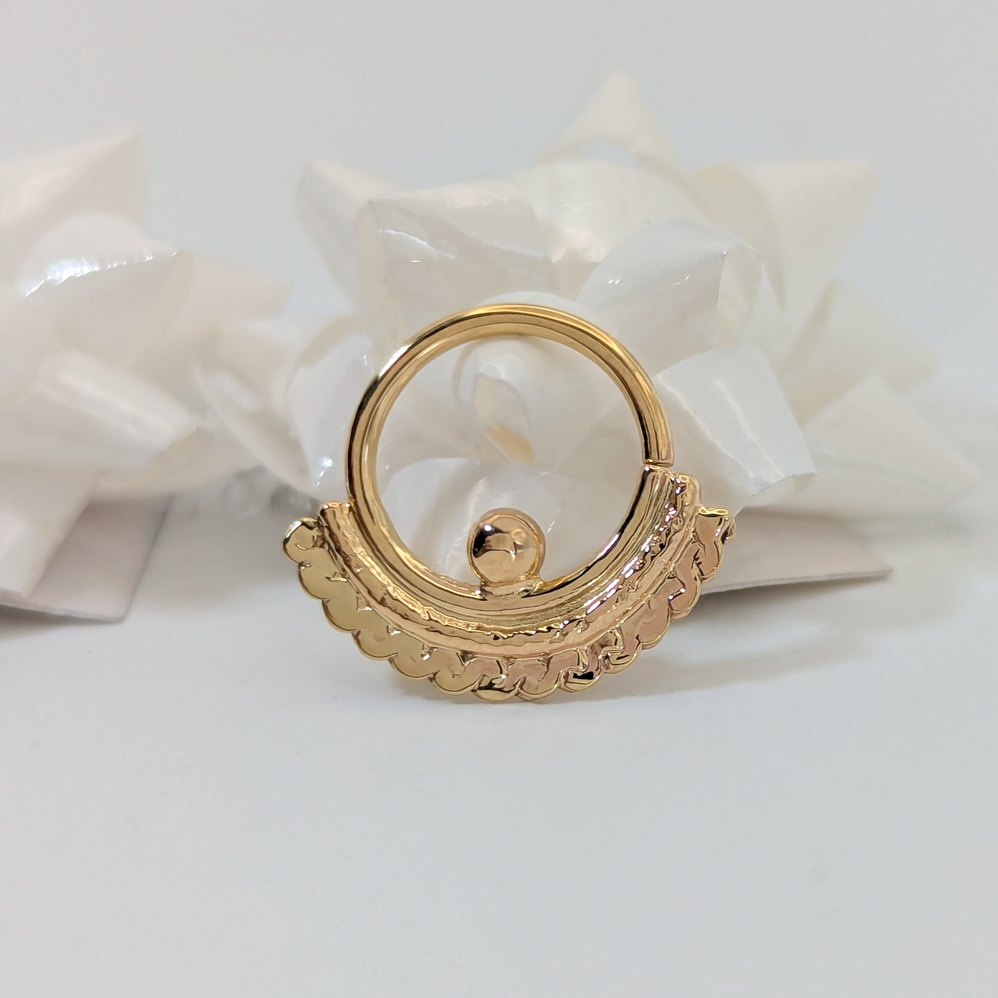 Braided Half Ring with Bead Accent