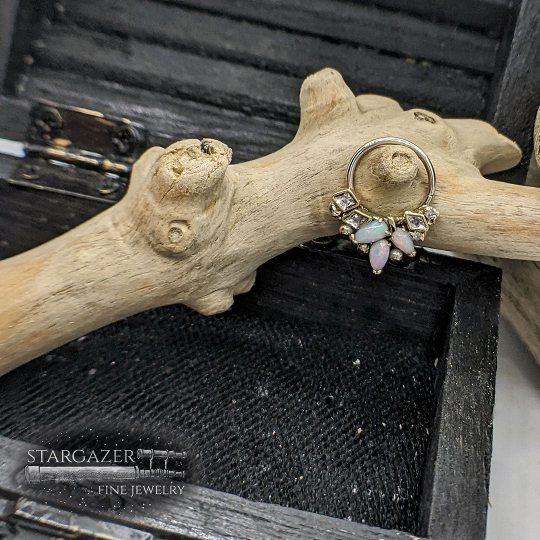 Asymmetrical Opals & Diamonds
