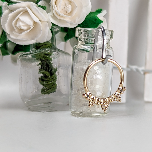 Crimped Fancy Pyramids 18g 10mm 14k Yellow