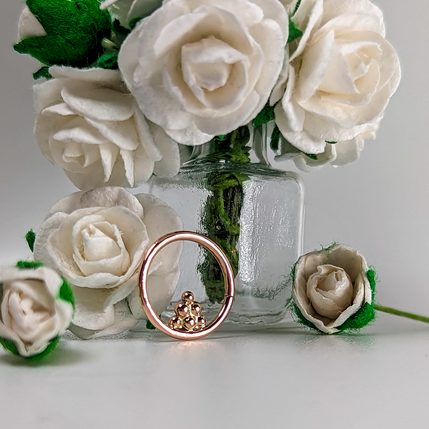 Inner Double Beaded Triplet Ring 18g 9mm 14k Rose