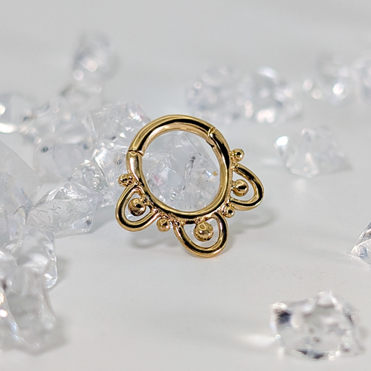 Loops and Beads Hinged Ring 14g 7.5mm 14k Yellow Gold