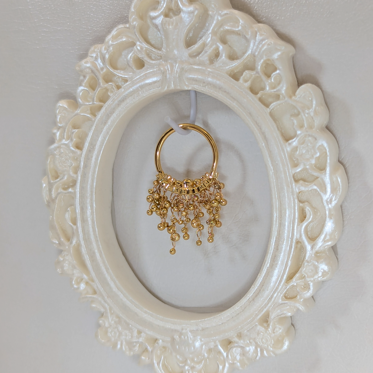 Crimped Beaded Dangle 18g 10mm 14k Yellow Gold