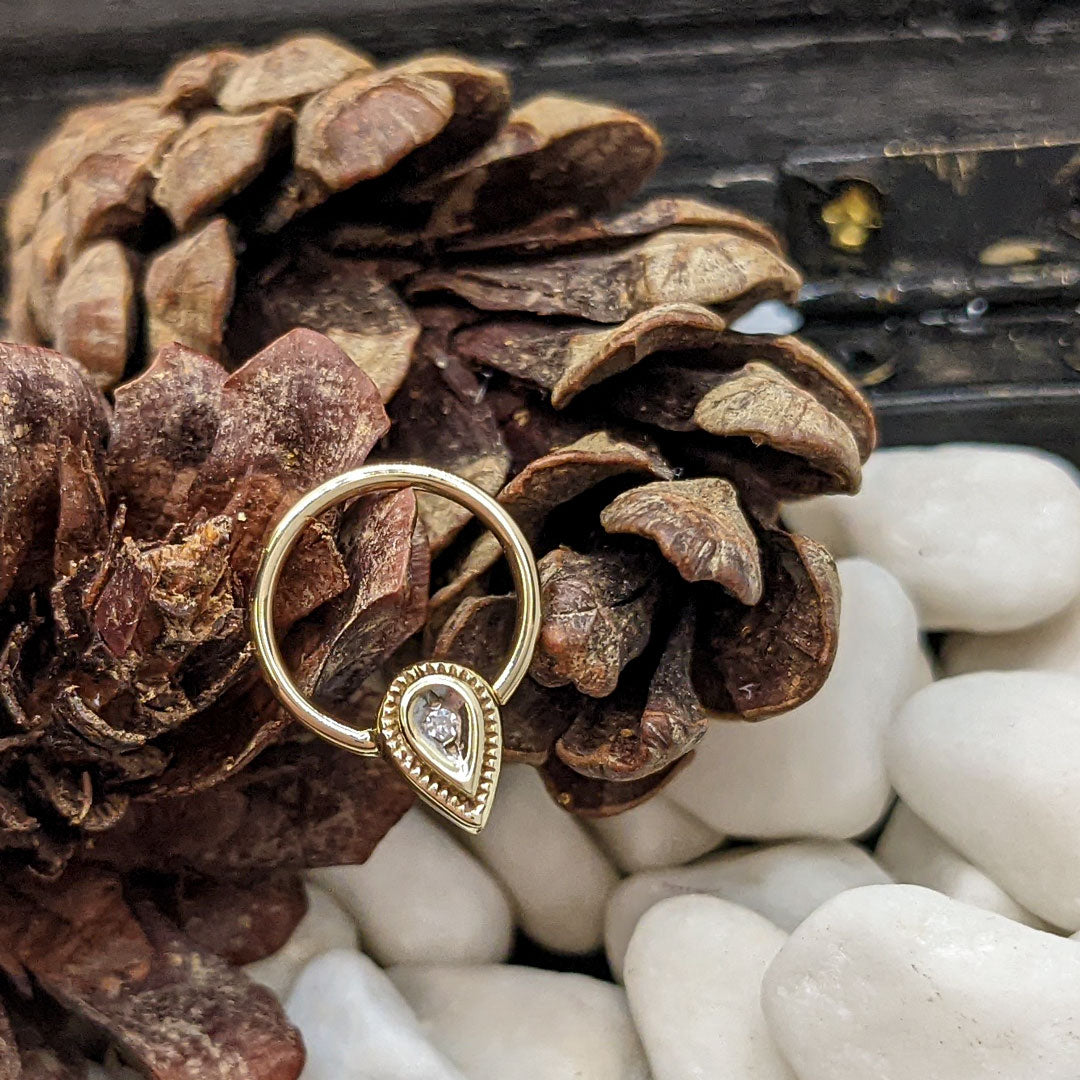 1920's Diamond Pear Milgrain Ring