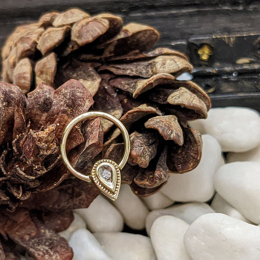 1920's Diamond Pear Milgrain Ring