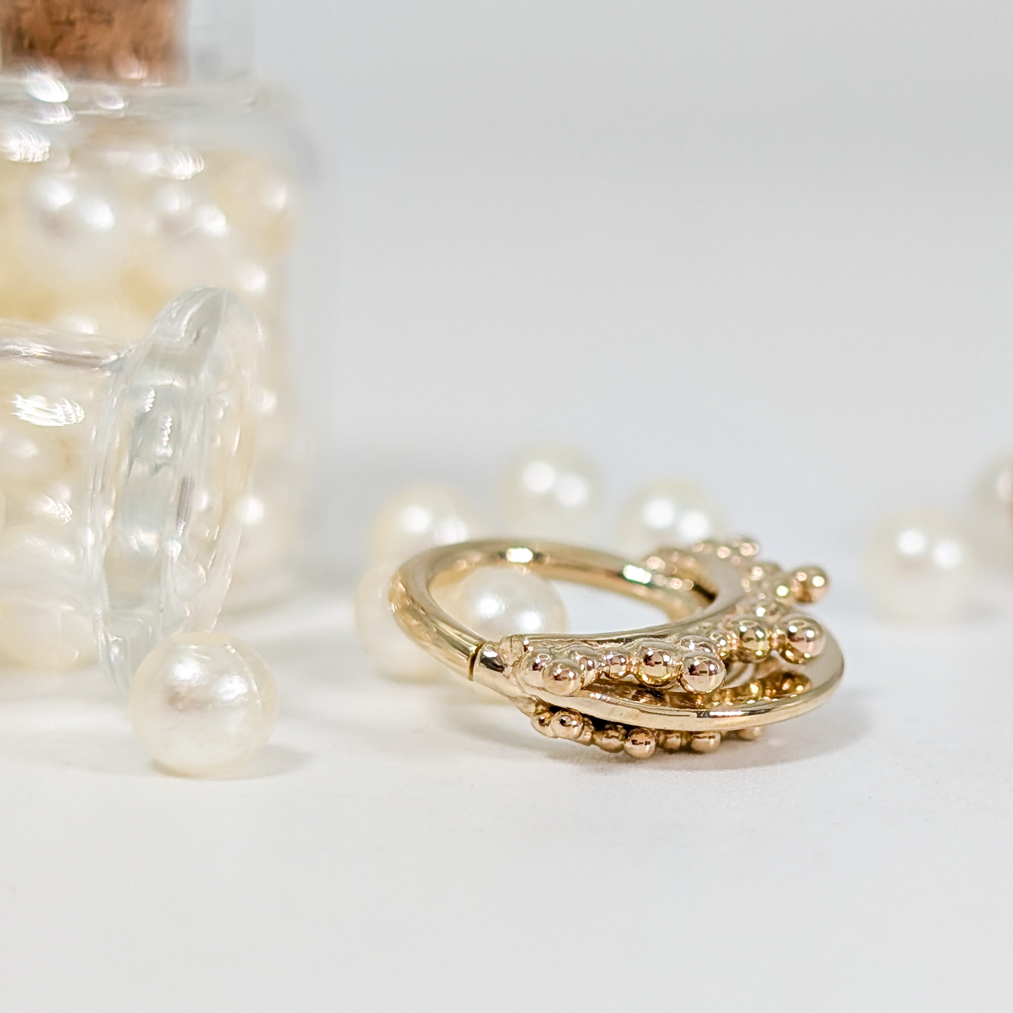 Multi Beaded Ring Stack 16g 8mm 14k Yellow Gold