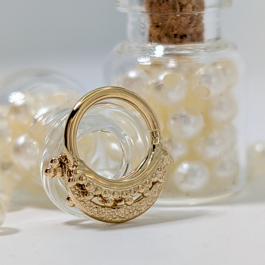 Multi Beaded Ring Stack 16g 8mm 14k Yellow Gold