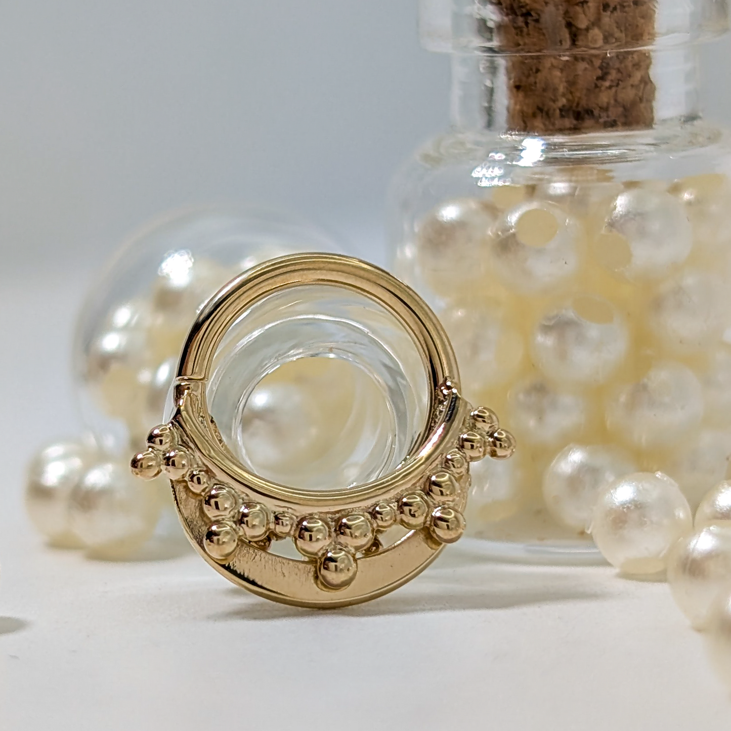 Multi Beaded Ring Stack 16g 8mm 14k Yellow Gold