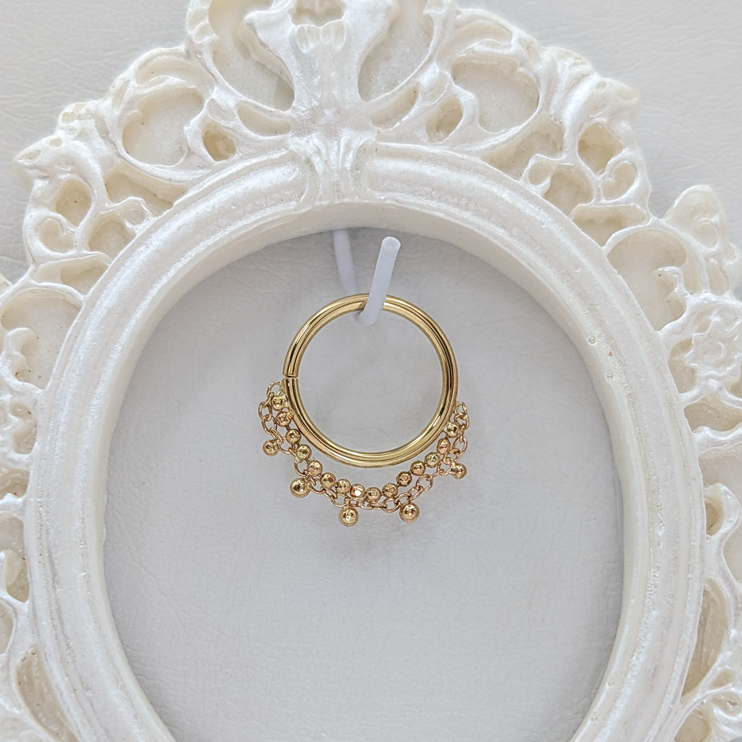 Cable and Beaded Chain Drops 18g 9mm 14k Yellow Gold