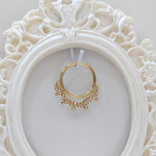 Cable and Beaded Chain Drops 18g 9mm 14k Yellow Gold