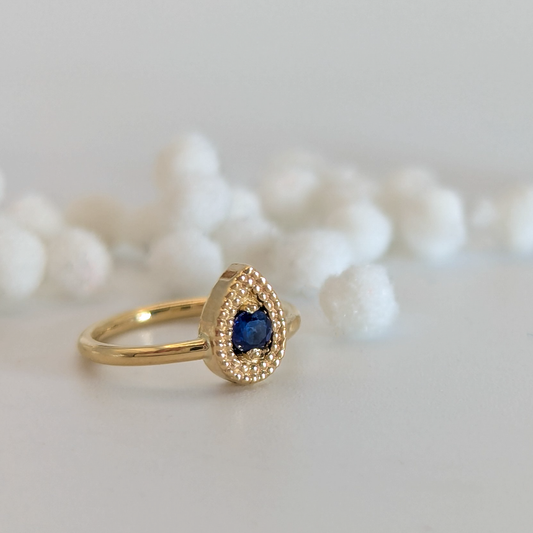 Pear Double Milgrain Sideset Ring