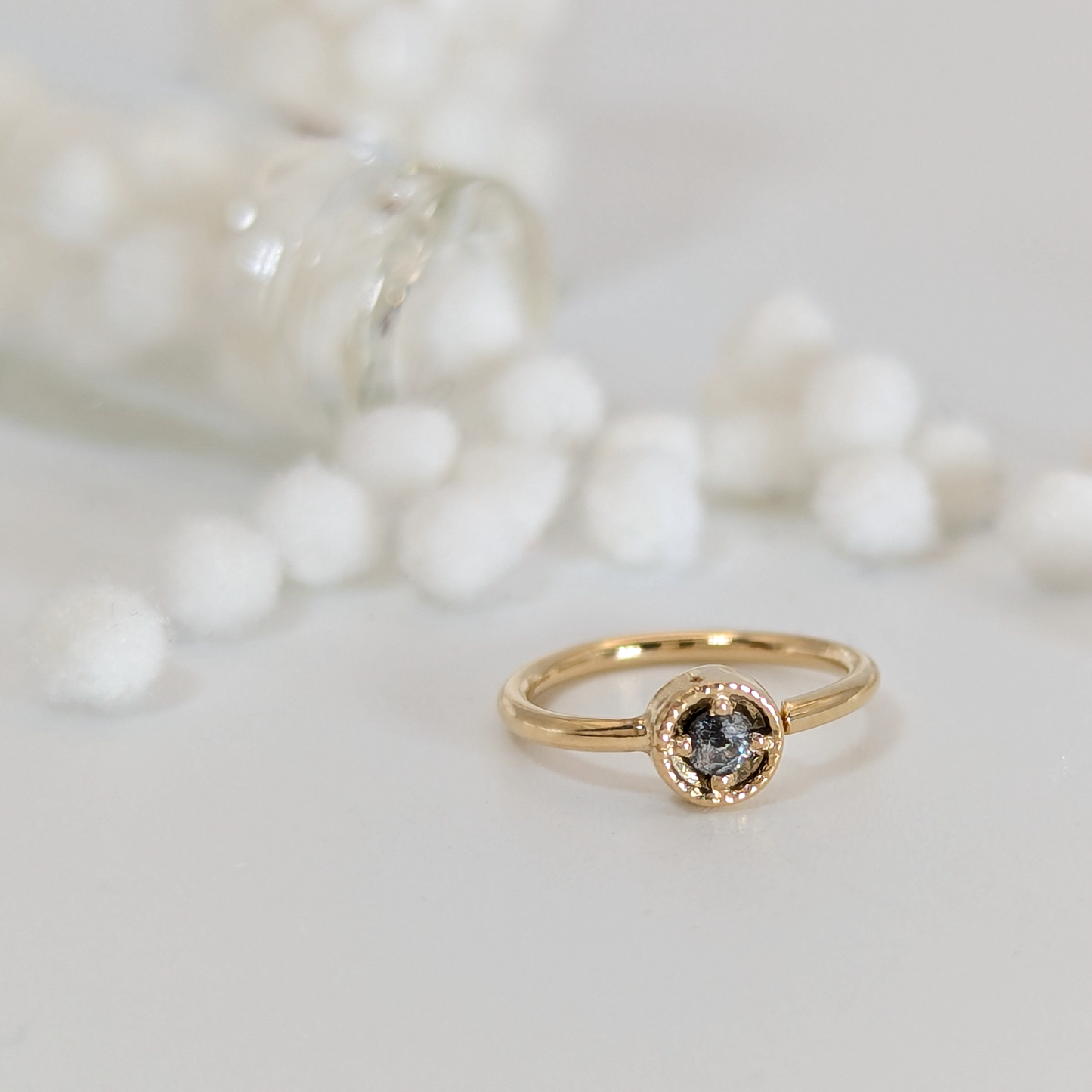 Round Milgrain Sideset Ring