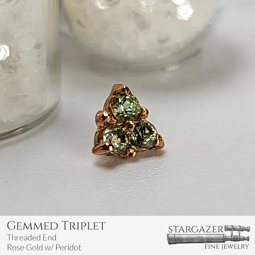 Gemmed Triplet Peridot Rose Gold Threaded
