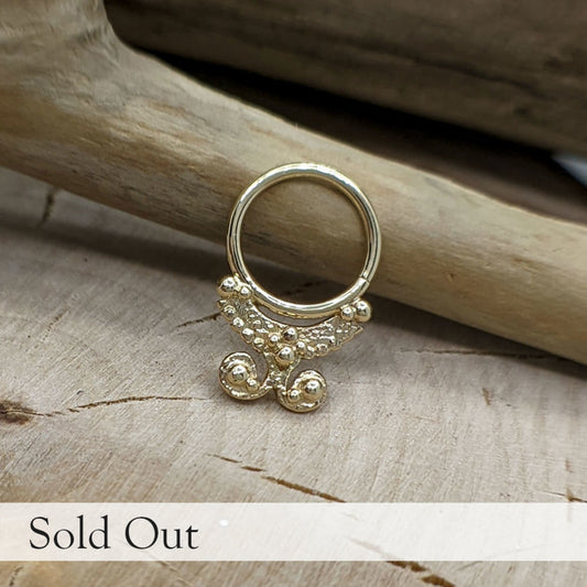 Beaded Swooping Shield Ring